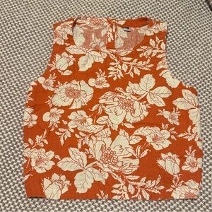 Orange and White Floral Top